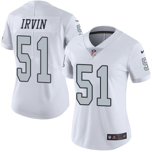 Nike Raiders #51 Bruce Irvin White Women's Stitched NFL Limited Rush Jersey - Click Image to Close